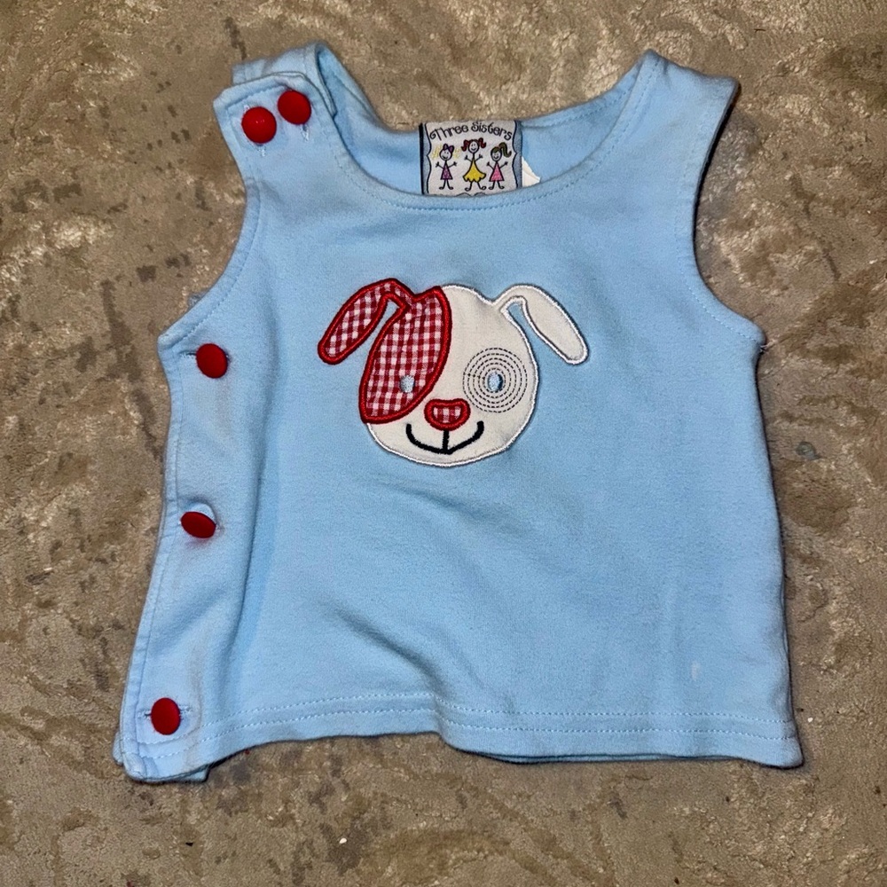 Blue Kids Top with Dog Patch